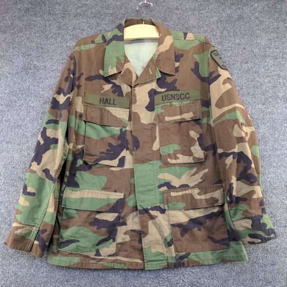 US Navy Sea Cadets Woodland Camo Type I Combat Coat Green Brown Small - Picture 13 of 15